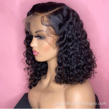 Afro Curly Wigs Natural Hairline 150% Density Remy Human Hair For Black Women Wholesale Short Lace Front Bob Wig